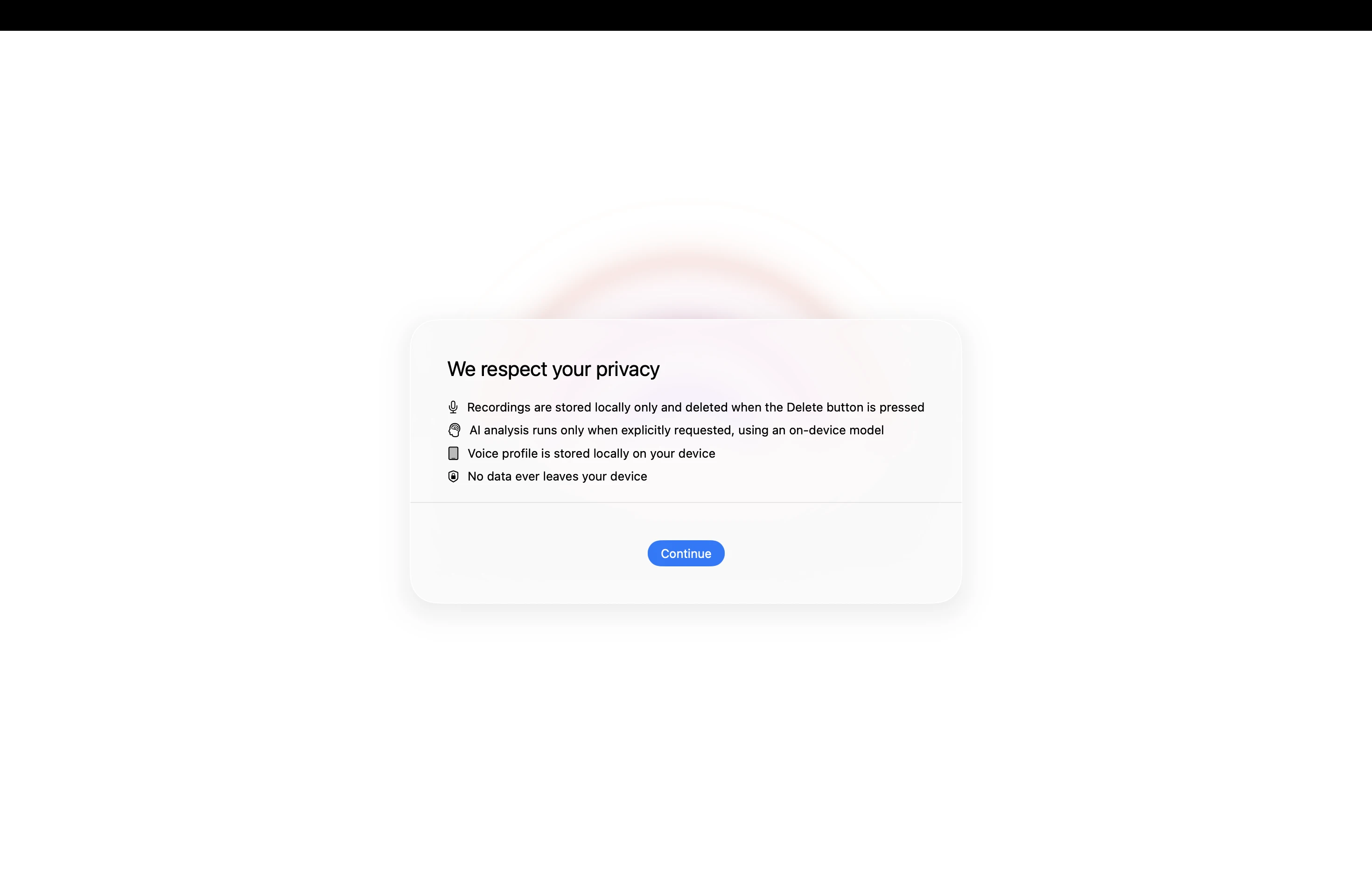 XSpeak welcome screen