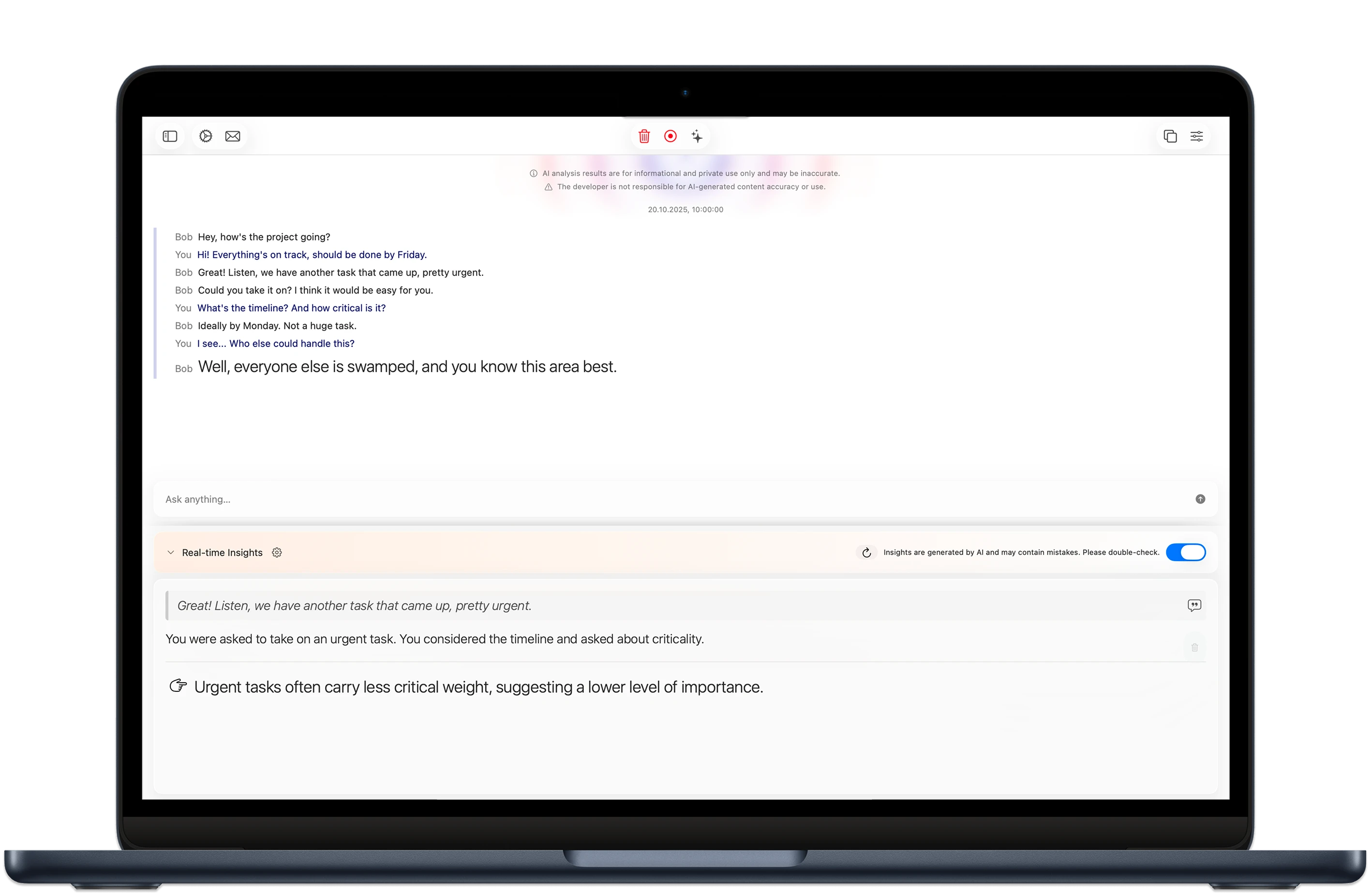 Pressure detected during a meeting