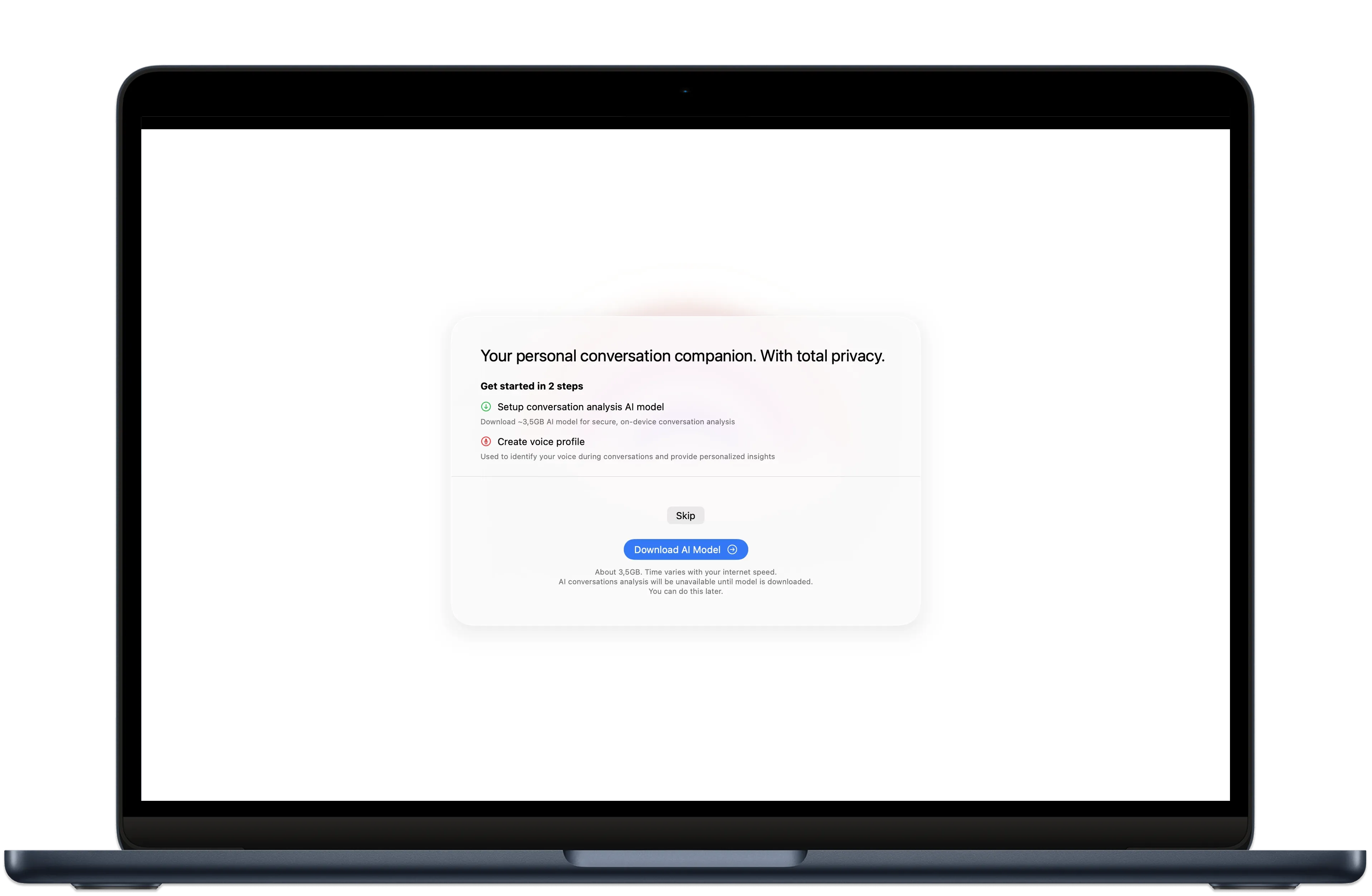Download AI model screen